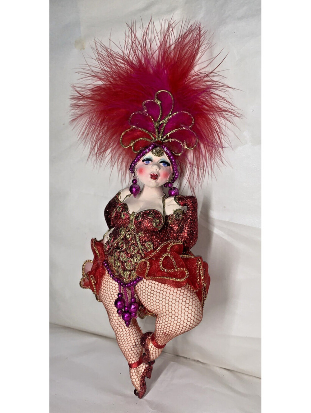 Kurt Adler VAN CRAIG presents VANTASTIKS Roaring 20's Dancer 9" Ornament RED (A)
